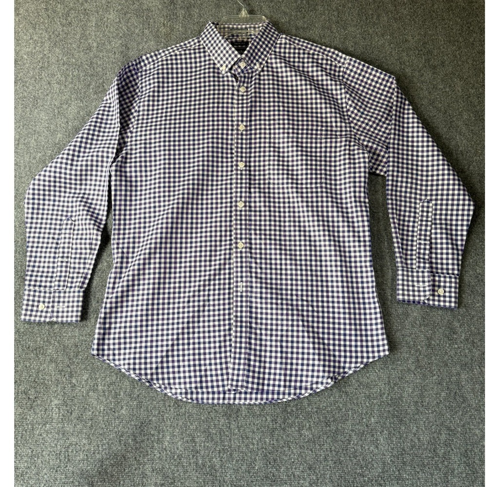 Neiman Marcus‎ Mens Purple Gingham Check Long Sleeve Shirt 16.5 32/33